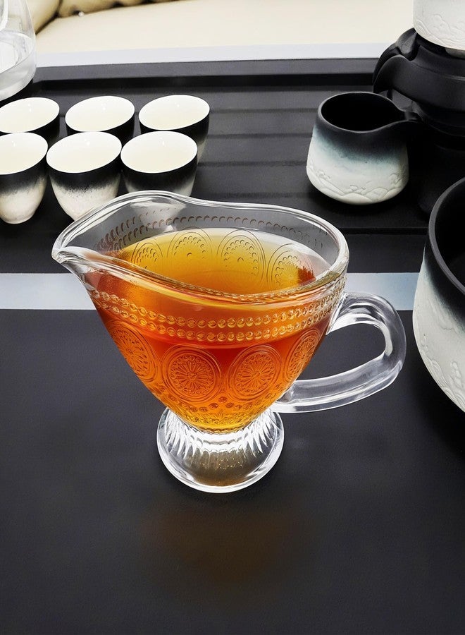 عبوة من قطعتين من أطباق المرق الزجاجية من سيوك، سعة 12 أونصة، مزودة بمقبض، قارب صلصة شفاف مزين بنقوش زهور بارزة، مثالي لتناول الطعام، ووجبات العطلات، والحفلات، وعيد الشكر، وعيد الميلاد. - Image 4